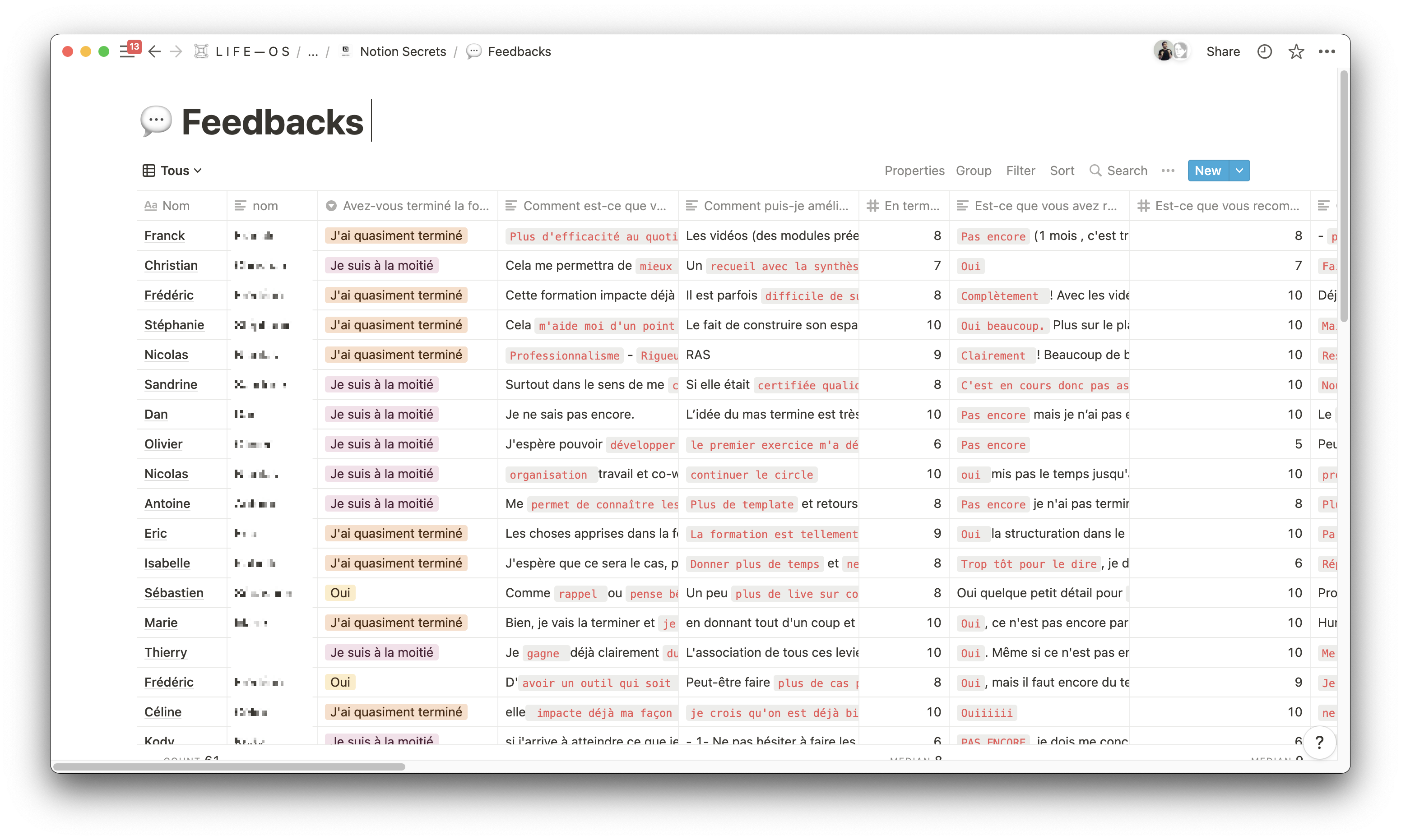 feedbacks de clients
